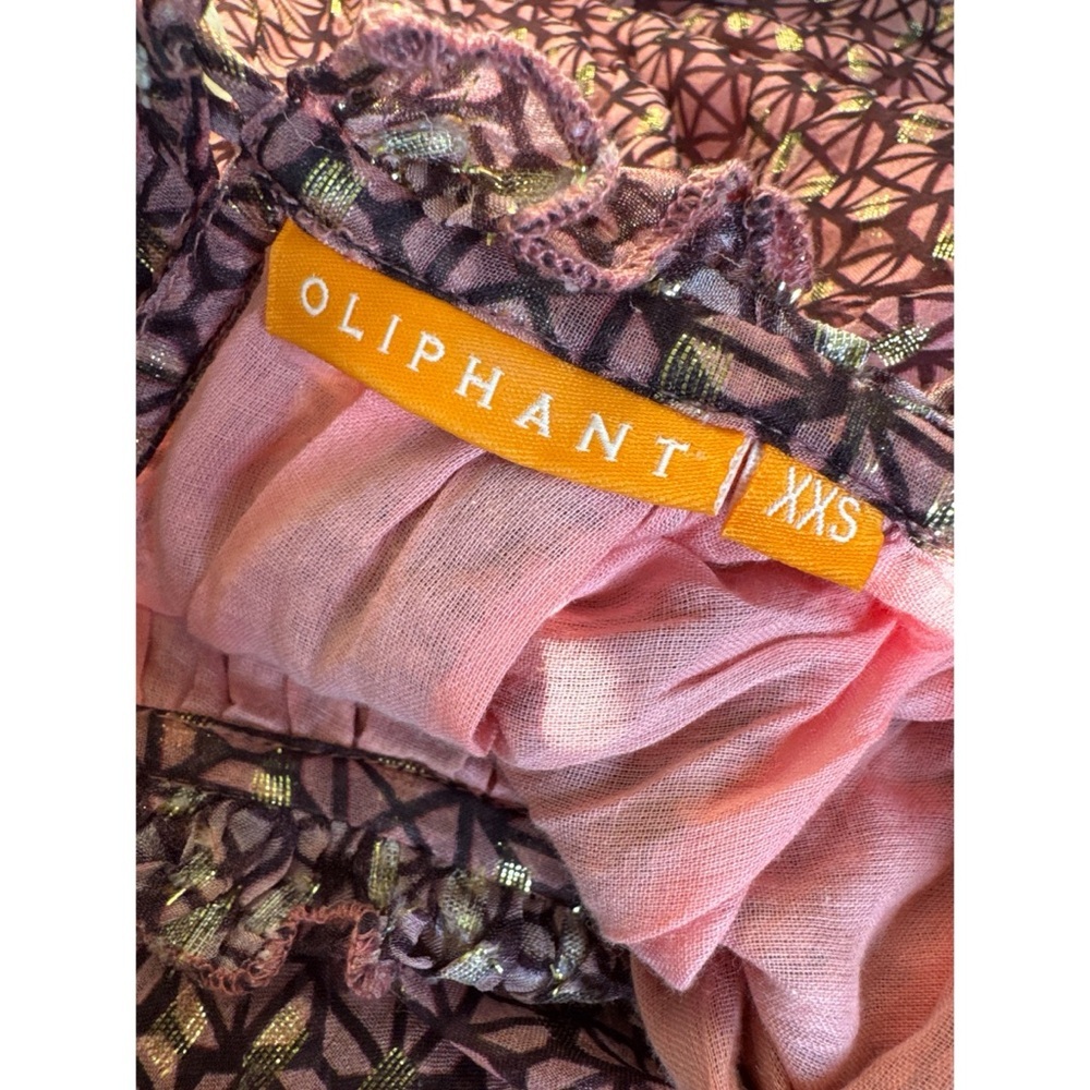Oliphant Ruffle Sleeve Blouse Morocco Petal Pink Gold Size XXS - Picture 6 of 7